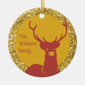 Monogramme de vacances Gold Parties scintillant Re セラミックオーナメント (正面)