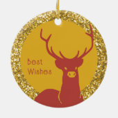 Monogramme de vacances Gold Parties scintillant Re セラミックオーナメント (裏面)