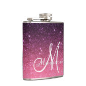 Monogramme en ombre rose violet scintillant Cadeau フラスク (右)