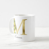Monogramme Gold Tournesol Fleur Féminin Initial M コーヒーマグカップ (正面左)