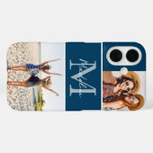 Monogrammed 2 Photo Collage Blue Case-Mate iPhoneケース (裏面 (横))
