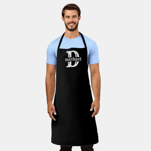 Monogrammed Apron, Personalized Name Initial Chef エプロン (着用した状態)