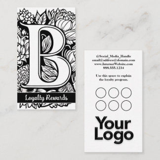 Monogrammed B Floral Black and White Company Logo  名刺