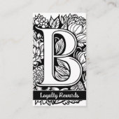 Monogrammed B Floral Black and White Company Logo  名刺 (正面)