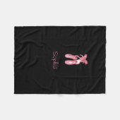 Monogrammed black blanket with ballet shoes フリースブランケット (正面(横))