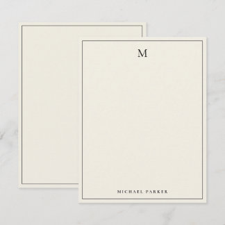 Monogrammed Black & Ecru Professional  サンキューカード