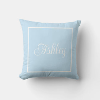 Monogrammed blue Throw Pillow クッション