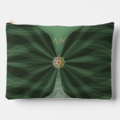 Monogrammed Botanical Green Textile Illusion   アクセサリーポーチ (正面)