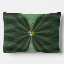 Monogrammed Botanical Green Textile Illusion   アクセサリーポーチ