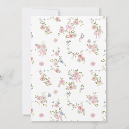 Monogrammed Bows and Wildflowers Wedding 招待状 (裏面)