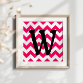 Monogrammed Bright Pink Zigzag ポスター