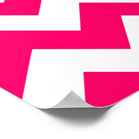 Monogrammed Bright Pink Zigzag ポスター (角)