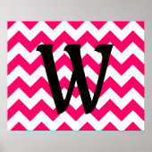 Monogrammed Bright Pink Zigzag ポスター (正面)