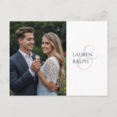 Monogrammed Chic Elegant Couple Photo Thank You ポストカード (正面)