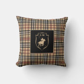 Monogrammed Classic Tartan Plaid Polo Mocha Brown クッション (正面)