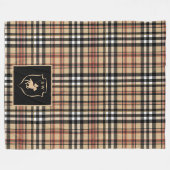 Monogrammed Classic Tartan Plaid Polo Mocha Brown フリースブランケット (正面(横))