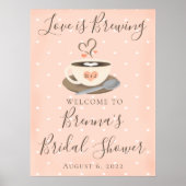 Monogrammed Coffee Cup Bridal Shower Welcome Sign ポスター (正面)