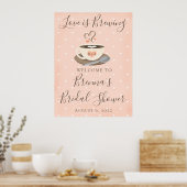 Monogrammed Coffee Cup Bridal Shower Welcome Sign ポスター (キッチン)