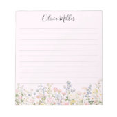 Monogrammed Colorful Flower Garden Floral Lined ノートパッド (正面)