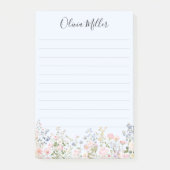 Monogrammed Colorful Flower Garden Floral Lined ポストイット (正面)