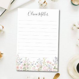 Monogrammed Colorful Flower Garden Floral Lined ポストイット