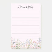 Monogrammed Colorful Flower Garden Floral Lined ポストイット (正面)