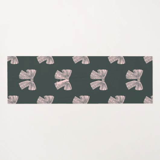 Monogrammed Coquette Bow Black & Pink Stylish ヨガマット (裏面(横))