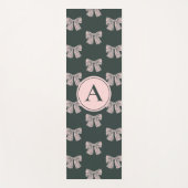 Monogrammed Coquette Bow Black & Pink Stylish ヨガマット (正面)