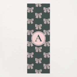 Monogrammed Coquette Bow Black & Pink Stylish ヨガマット