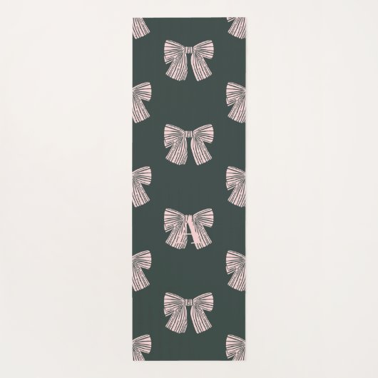 Monogrammed Coquette Bow Black & Pink Stylish ヨガマット (裏面)