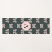 Monogrammed Coquette Bow Black & Pink Stylish ヨガマット (正面(横))