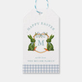 Monogrammed Crest Topiary Bunny Easter  ギフトタグ (正面)