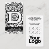 Monogrammed D Floral Black and White Company Logo  名刺 (正面/裏面)