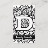Monogrammed D Floral Black and White Company Logo  名刺 (正面)