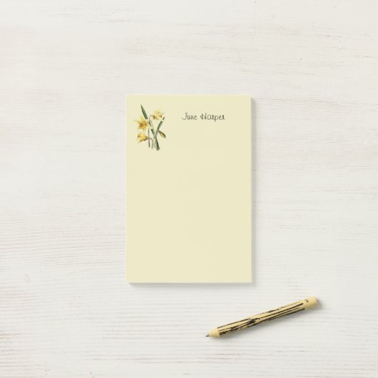 Monogrammed daffodil Post-it Notes ポストイット (デスク上)