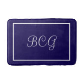Monogrammed dark blue Bath mat バスマット (正面)