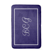 Monogrammed dark blue Bath mat バスマット (正面縦)