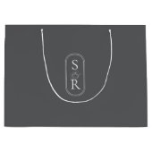 Monogrammed Dark Grey Custom Wedding Welcome Bag ラージペーパーバッグ (正面)