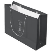 Monogrammed Dark Grey Custom Wedding Welcome Bag ラージペーパーバッグ (正面アングル)
