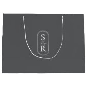 Monogrammed Dark Grey Custom Wedding Welcome Bag ラージペーパーバッグ (裏面)