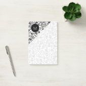 Monogrammed Doodle Curls Black and White ポストイット (オフィス)