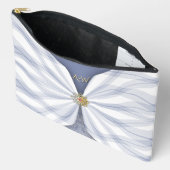 Monogrammed Dusty Blue Jewel Textile Illusion  アクセサリーポーチ (見開き)