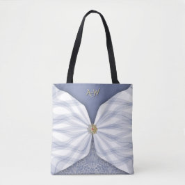 Monogrammed Dusty Blue Jewel Textile Illusion Tot トートバッグ