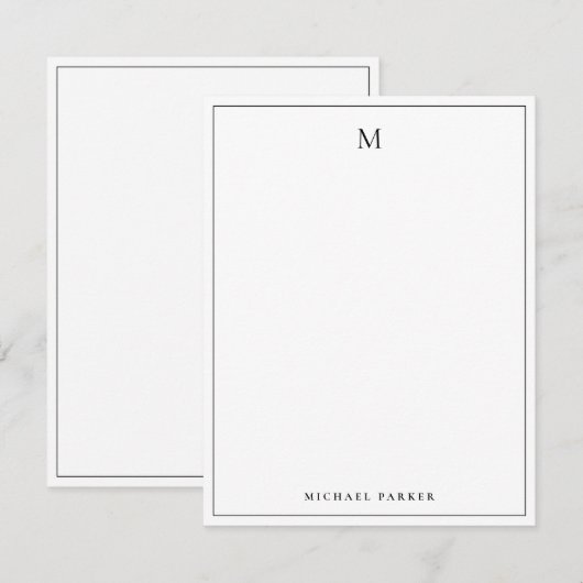 Monogrammed Elegant Black and white Professional サンキューカード (正面/裏面)