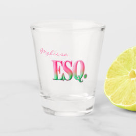 Monogrammed ESQ. Ombre Pink & Green Shot Glass ショットグラス