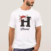 Monogrammed Family Christmas Antlers Santa Hat Tシャツ (正面)
