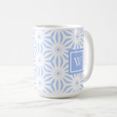 Monogrammed Feminine Elegant Blue Geometric  コーヒーマグカップ (正面右)