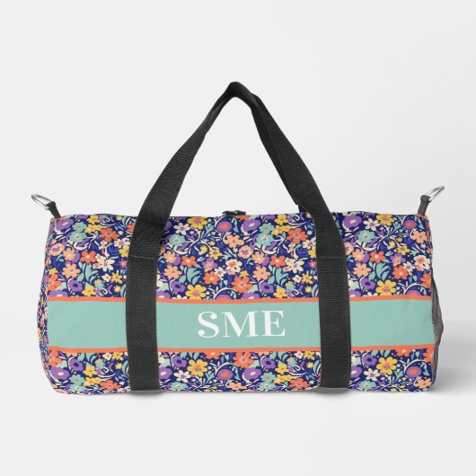 Monogrammed Floral Pattern Gym Bag ダッフルバッグ (正面)