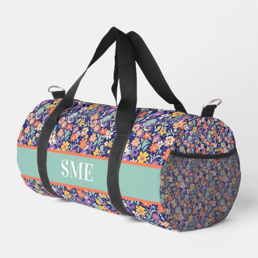 Monogrammed Floral Pattern Gym Bag ダッフルバッグ (右コーナー)