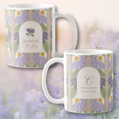 Monogrammed Floral Stripe Mug – Personalized Gift コーヒーマグカップ
